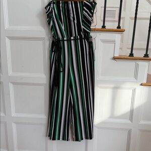 INC International Concepts Black and Green Striped Jumpsuit